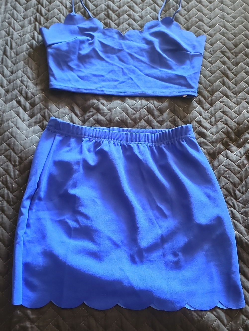 SHEIN Electric Blue Two-Piece Crop Top & Skirt Set